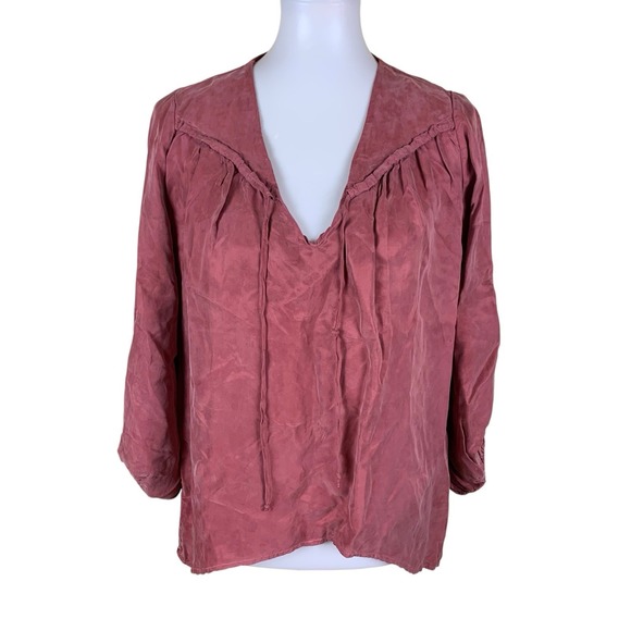 Young Fabulous Broke Tops - Young Fabulous Broke Mauve Tie Dye Blouse‎ Boho V Neck Flowy Top Small
